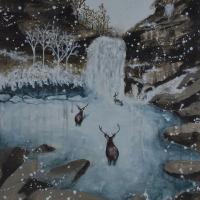 傳說中的三隻雪鹿_53x45.5cm__壓克力、石粉、畫布_2018