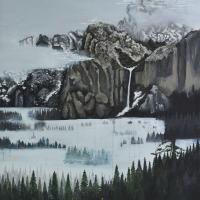 蒼松霧海_91x65cm_壓克力、石粉、畫布_2018