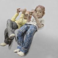 張郁田 當代玩伴 Modern Playdate 陶瓷 壓克力彩 銅雕8版  7.6x15x30.5 cm 2015