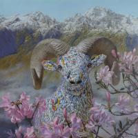 王智斌 存在.山羊 Presence.Goat 油彩 畫布 100x100 cm 2018 