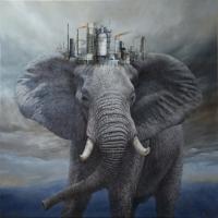 王智斌 存在‧大象  Presence‧ Elephant 油彩 畫布 135x135 cm 2016