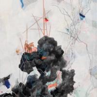 陳芷若 璀璨的寂靜 墨 膠彩 印刷品 水墨用紙 112x50 cm 2018