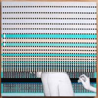 黃婷毓 如何說嗨和再見指南 膠彩 壓克力彩 鉛筆 緞帶 畫布 木板 60x60x3.5 cm 2017
