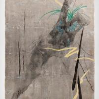 陳芷若 堅強存活 複合媒材 銀箔 油煙墨 傳統水墨顏料 53x45 cm 2017