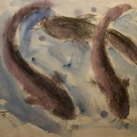 張萬傳 三隻鯰魚 水彩 紙本 25.5x38 cm 約 1980