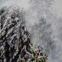 洪天宇 登鳶嘴山 壓克力彩 水墨 宣紙 鋁板 30x50 cm 2016