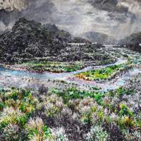 洪天宇 潤澤 壓克力彩 水墨 宣紙 鋁板 92x122cm 2016 