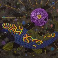 賴昱成 花花之道-鯉魚的飛行定律 油彩 畫布 80x100 cm  2016