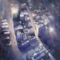 莊凱評  微光城市-15  水彩 紙本  79x56cm  2016