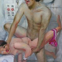 尤瑋毅  廁所文化5  油彩  畫布  194X114cm  2007