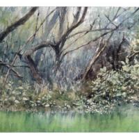 羅宇成  幽然寂靜  水彩 紙本 110x35cm 2014