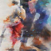 侯彥廷 交錯 水彩 水墨 壓克力彩  78x36cm 2014