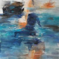 侯彥廷 獨行 水彩 水墨 壓克力 紙本 78x36cm 2015