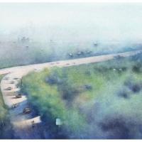 莊凱評 南境之憶-2  水彩 紙本  28x56cm 2014