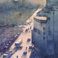 莊凱評 微光城市-8 水彩 紙本  56x38cm 2014 