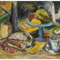 張萬傳 靜物 油彩 紙本 畫布 54x39 cm 1954