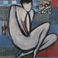 魏樂唐 窈窕的沉思  油彩 琺瑯 畫布 101x127 cm  2005