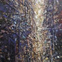 陳鎰森 Lights...passing by.. 油彩 亞麻布  153x77 cm 2015