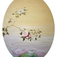 許旆誠  春花夢露  油畫  橢圓   101x76cm  2014