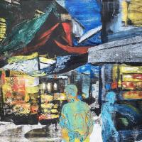 黃國良 Night Market corner 夜市一角 壓克力 麻布 90x120 cm 2019