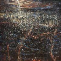 陳鎰森 繁華都市 Paint the City Red 油彩   亞麻布 