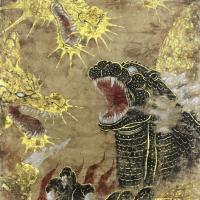 簡志剛 敦北壁畫之神獸狩獵圖一 水墨 紙本 