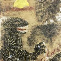 簡志剛 敦北壁畫之神獸狩獵圖二 水墨 紙本 