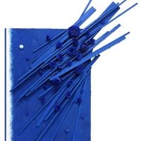 賴昱成 浮花惹塵-藍 油畫 複合媒材 87x73x10 cm 2022