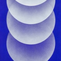 劉國松 上升的月亮 水墨設色  紙本 188x45.5 cm 2008