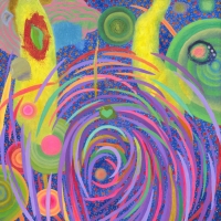 李民中 不斷旋轉的宇宙 The spinning universe 油彩 畫布 65x65 cm 2016